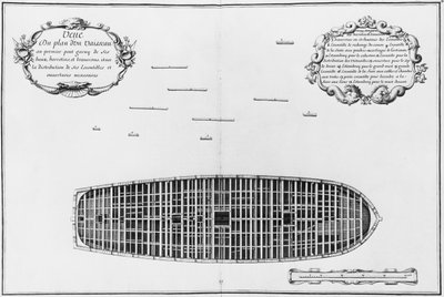 Plan van het eerste dek van een schip, illustratie uit de 